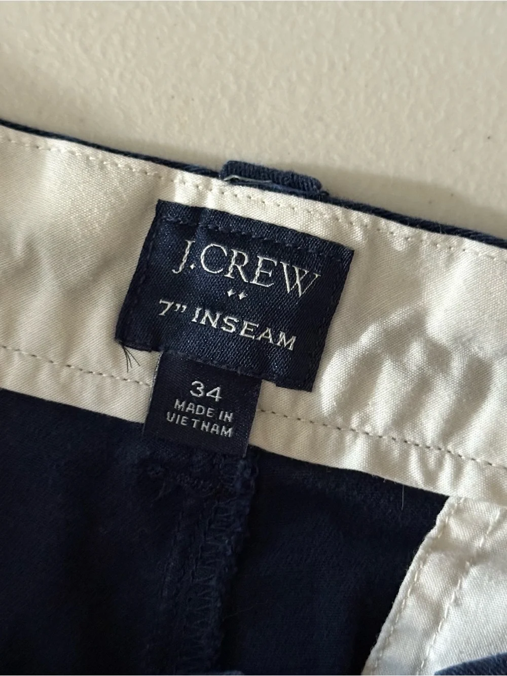 J.Crew 7” Inseam Stretch Chino Shorts Navy Blue Men’s Size 34